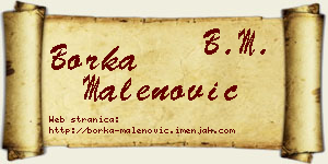 Borka Malenović vizit kartica